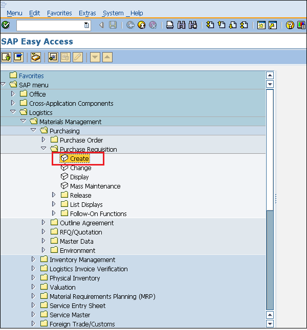 SAP Purchase requisition