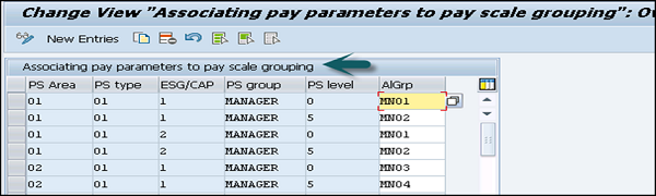 Pay Scale Grouping Parameters