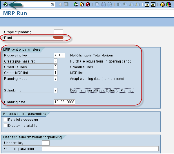 SAP PP Material Requirement Planning