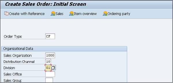 Order Type and Organizational Data