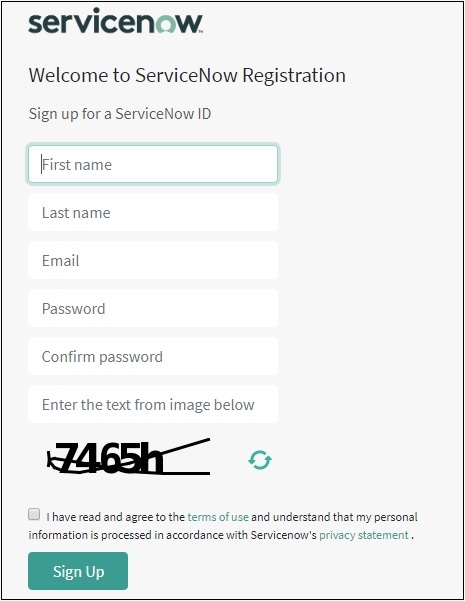 ServiceNow Registration