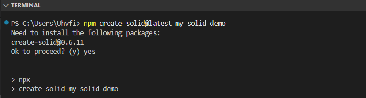 Using Solidjs Starter Step 1
