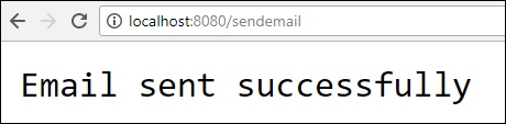 Email Sent Successfully Browser Window