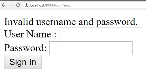 Invalid Username Password