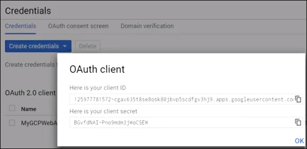 OAuth2 Client Id Created