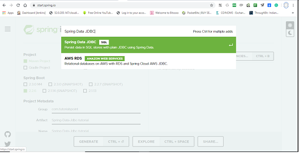 Spring Data JDBC Dependency A