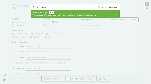 Spring Data JPA Dependency A