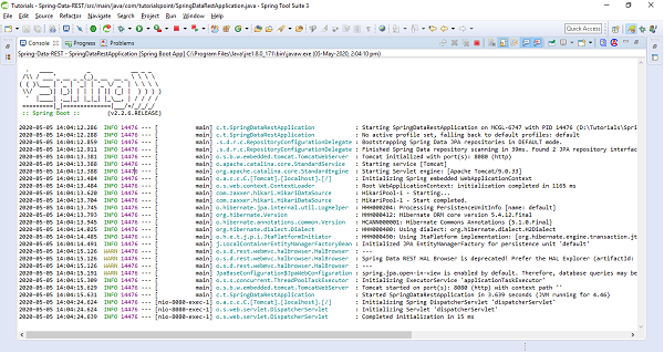 Spring Data Rest Project Output