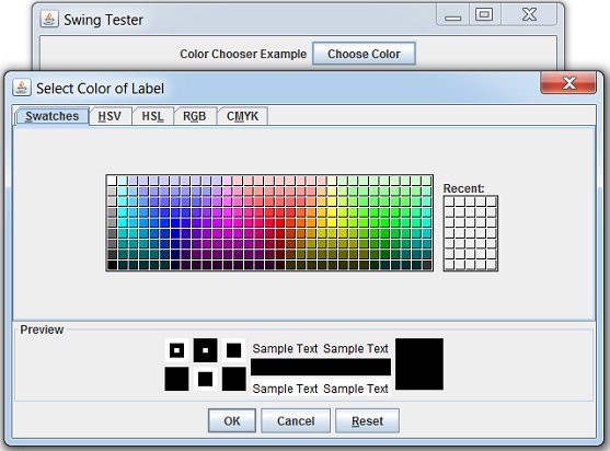 Using Color Chooser in a dialog
