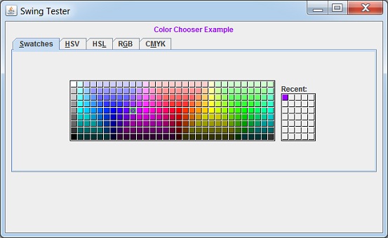 Remove/replace the Preview Panel of Color Chooser