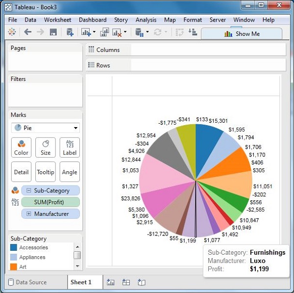 Tableau Pie Chart With 2 Measures