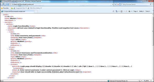 Snapshot Of XML File