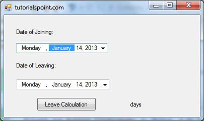 DateTimePicker Result Form