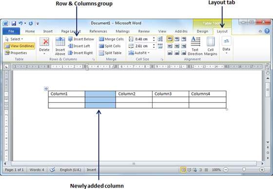 Involved Time Forge Rows & Columns in Word 2010