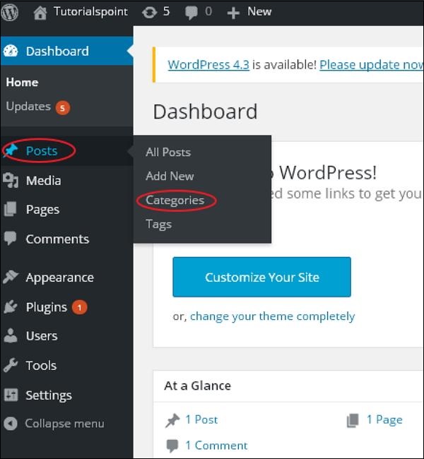 WordPress add category