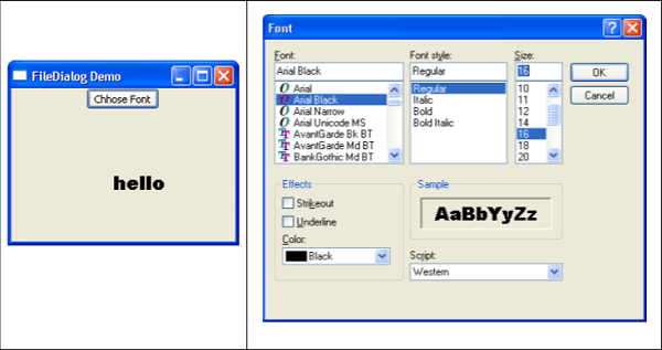 Font Dialog Demo Output