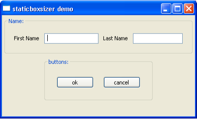 StaticBoxSizer Output